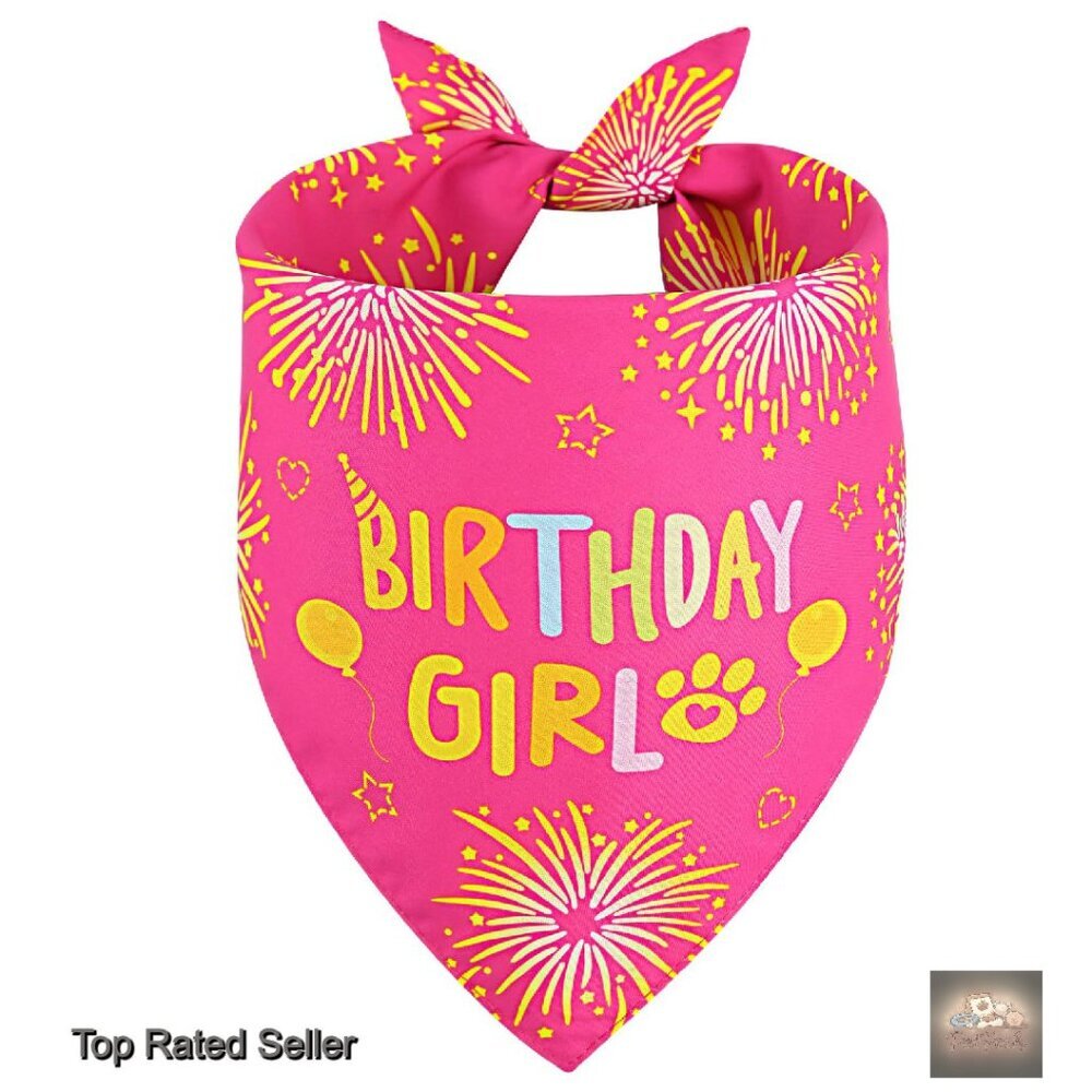 X-Large Dog Birthday Bandana Reversible Triangle Scarf Bib Premium Polyester